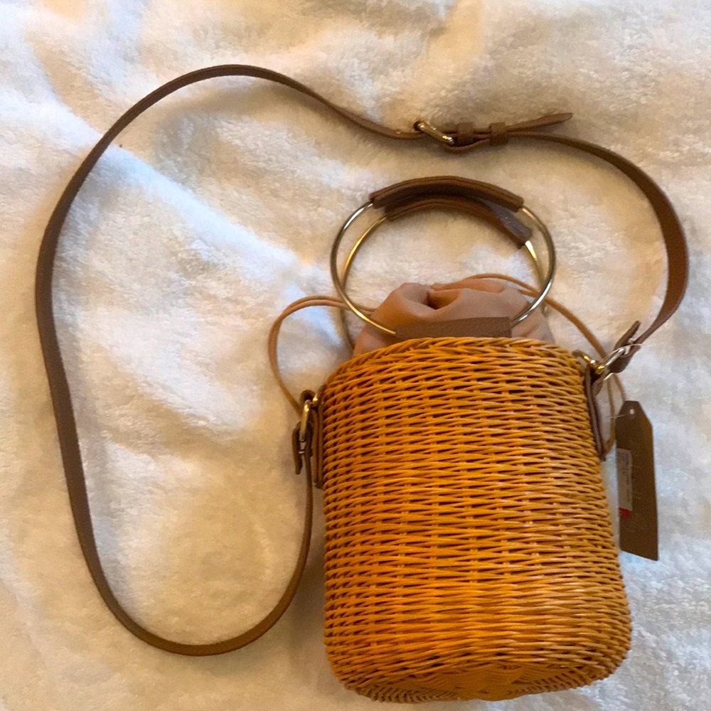 Pink Hadley Wicker Bucket Bag